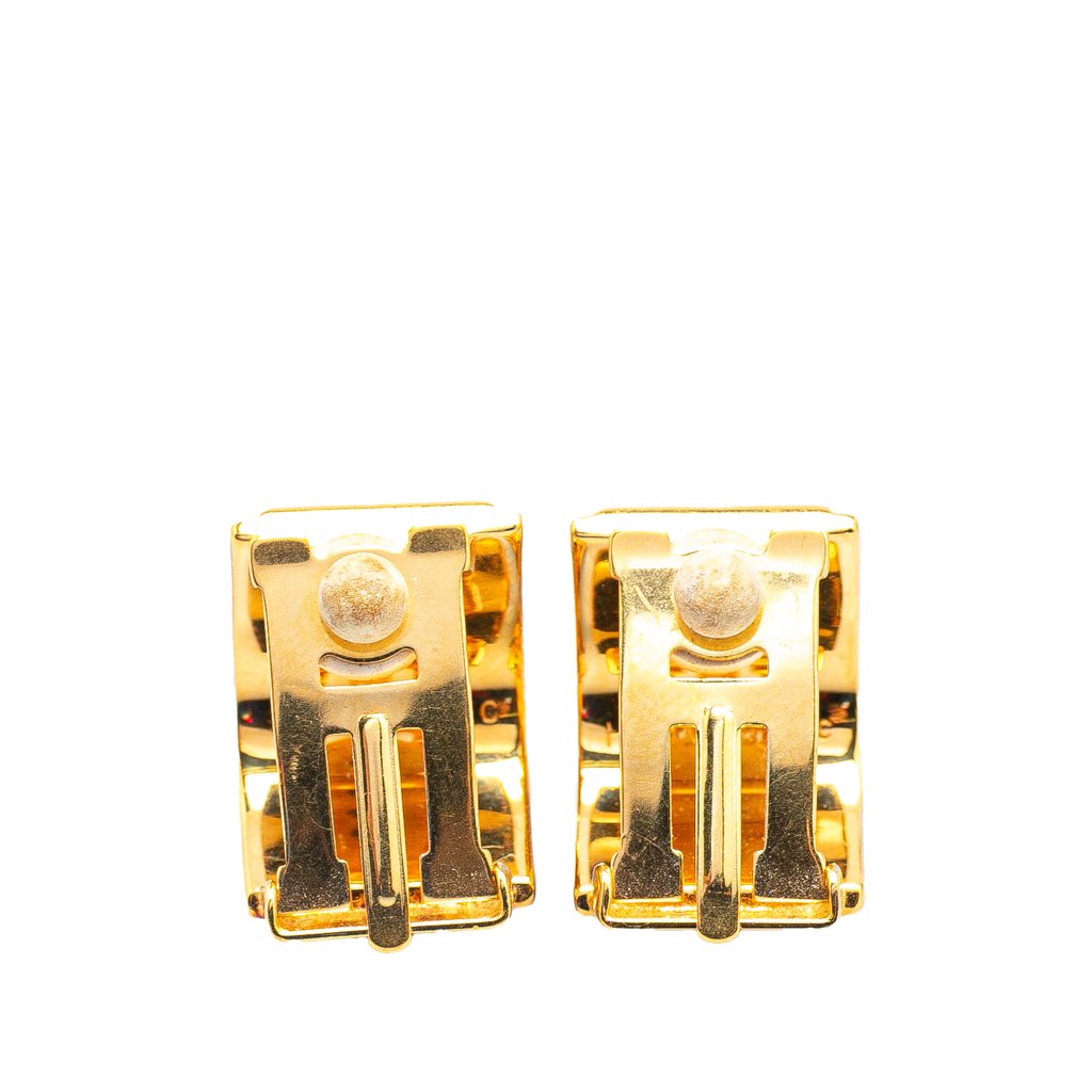 Hermès Enamel Cloisonne Flower Clip On Earrings - Back view