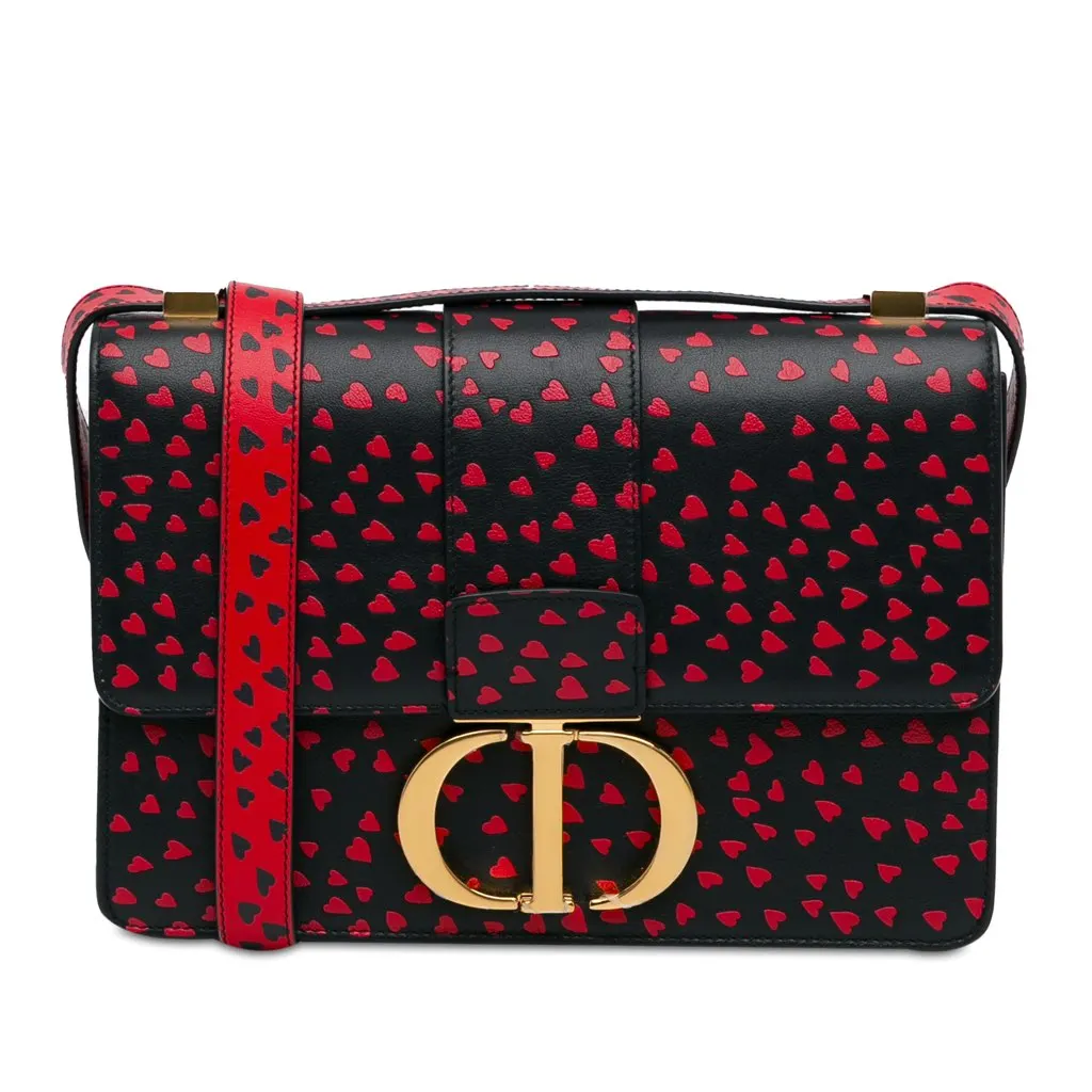 Dior I Love Paris 30 Montaigne Flap Blue Leather Good - Front View