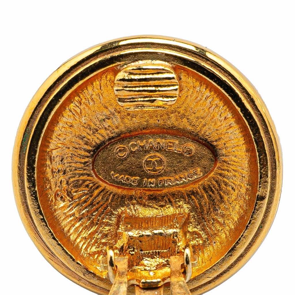 Chanel Gold Plated CC Round Clip on Earrings - Image 6