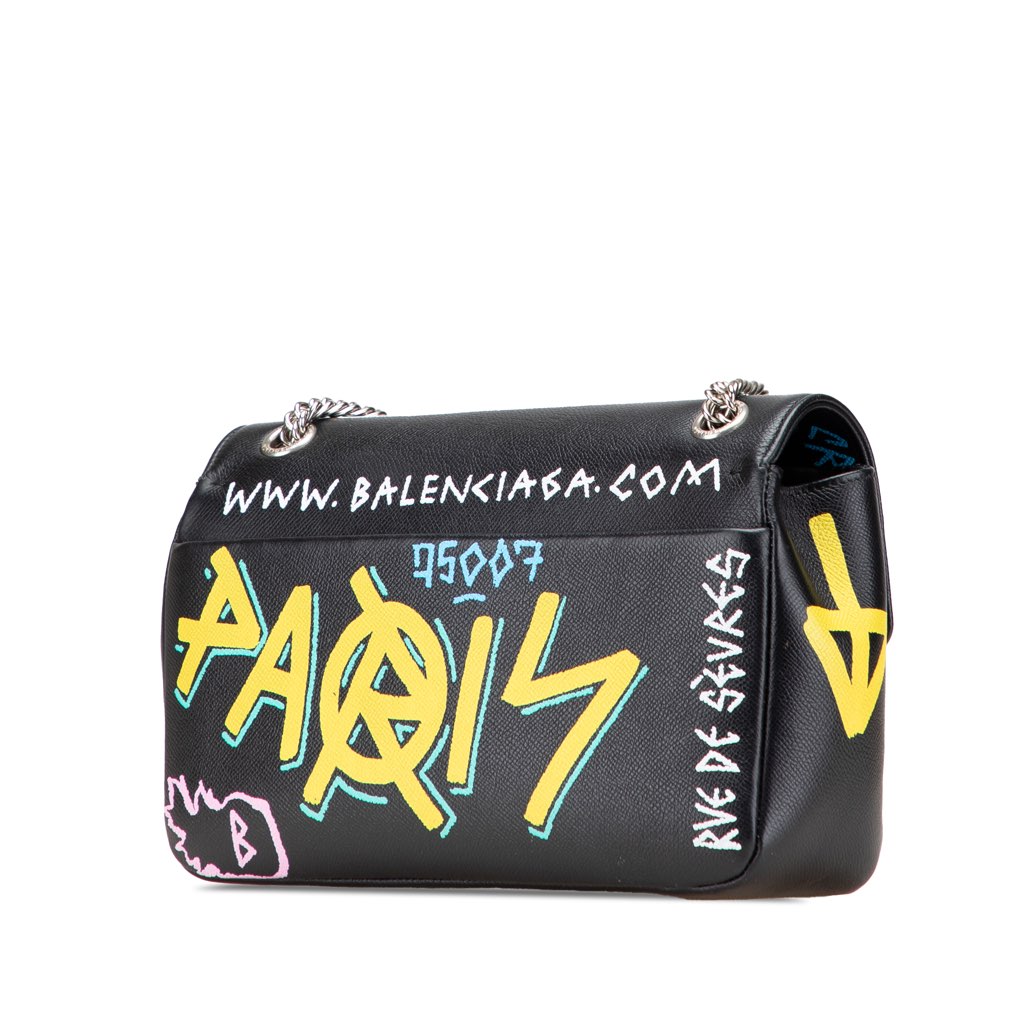 Balenciaga M Grained Calfskin Graffiti BB Round Crossbody - 2