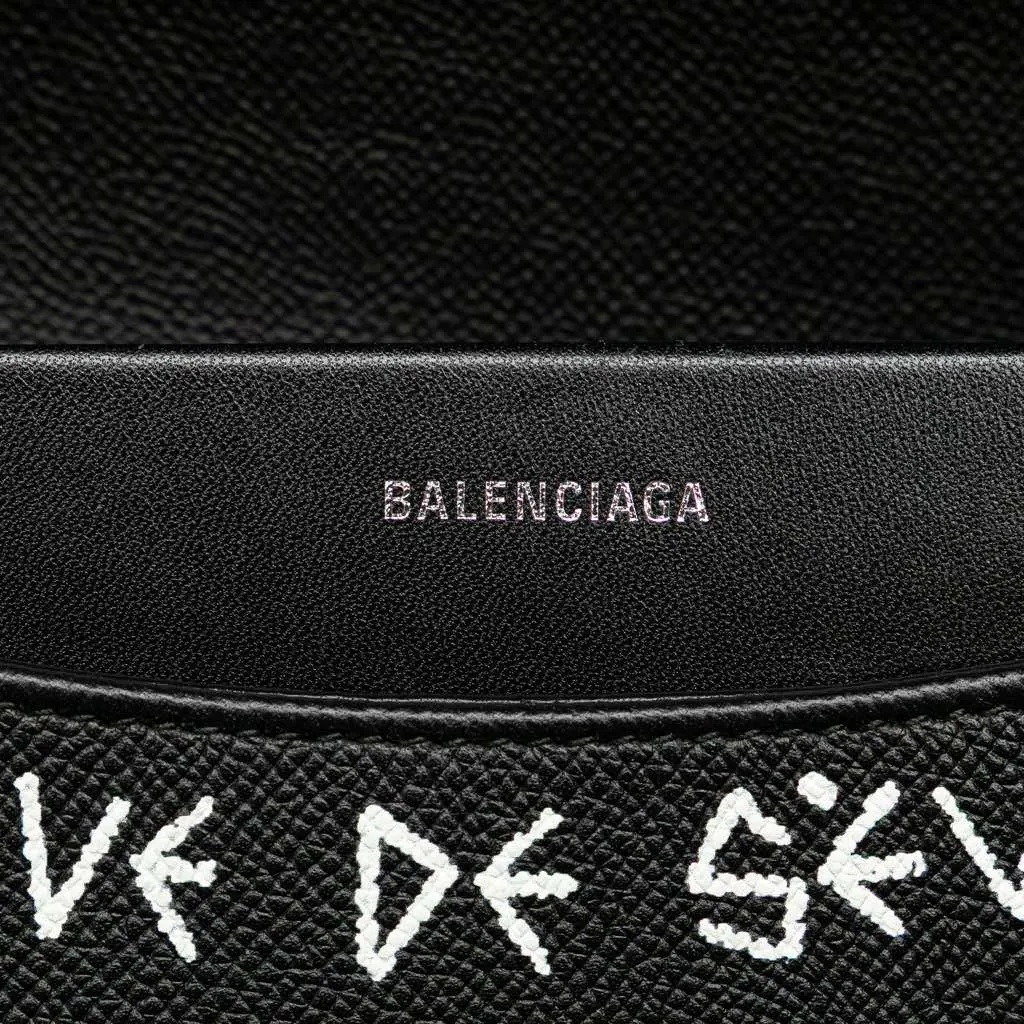 Balenciaga M Grained Calfskin Graffiti BB Round Crossbody Black Leather Good - Box View