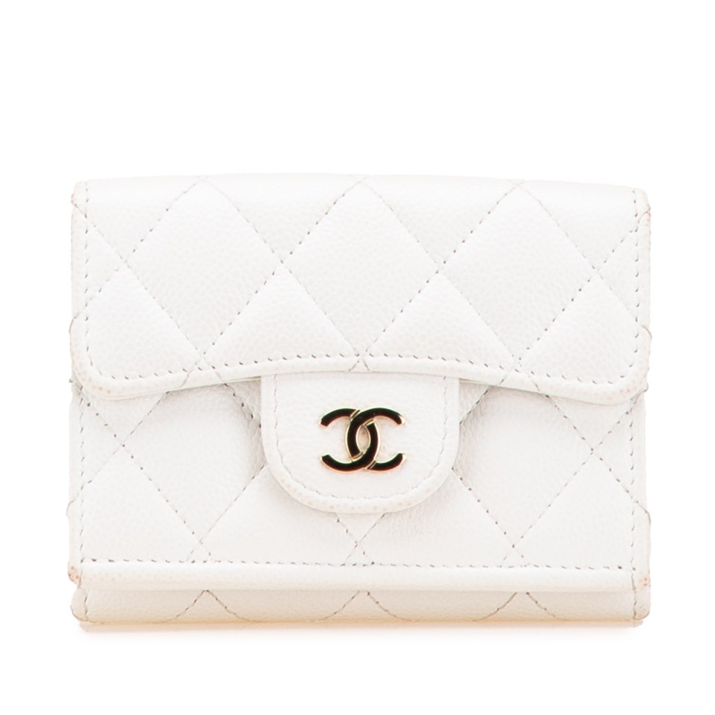 Chanel CC Quilted Caviar Trifold Flap Wallet