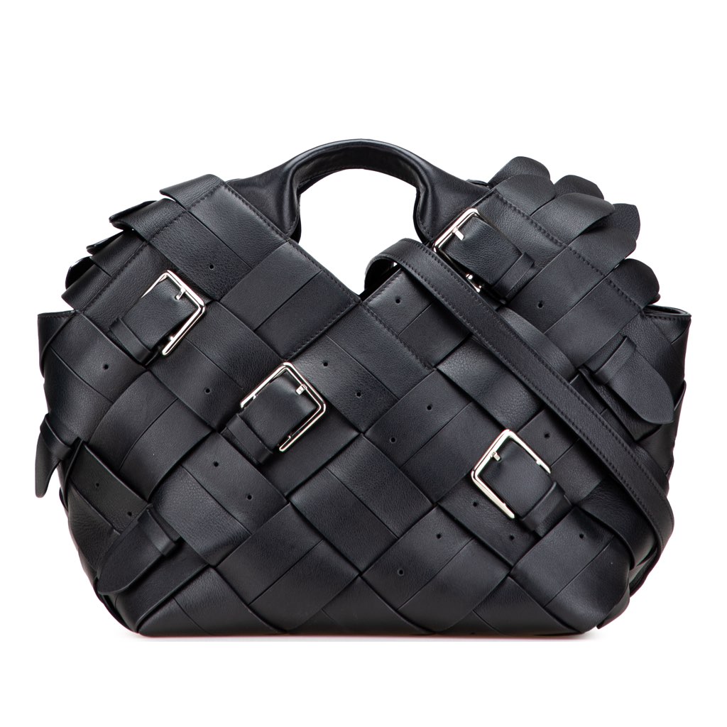 Loewe Small Woven Calfskin Buckle Surplus Basket Bag