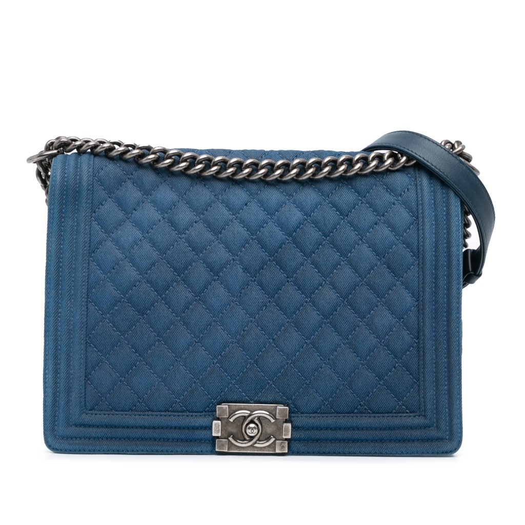 Chanel Large Quilted Denim Boy Flap