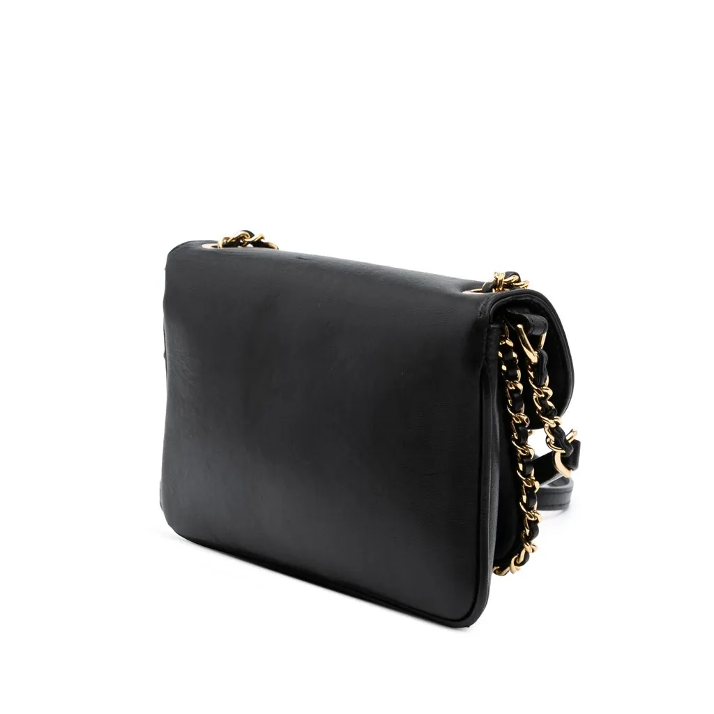 Chanel Small Quilted Lambskin CC Unchained Flap Black Leather Good - Back View