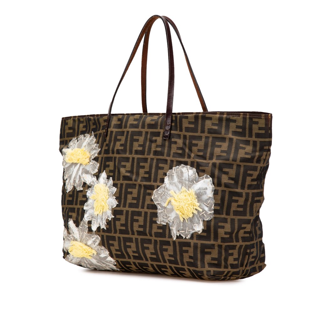 Fendi Zucca Canvas Flower Applique Tote - 2