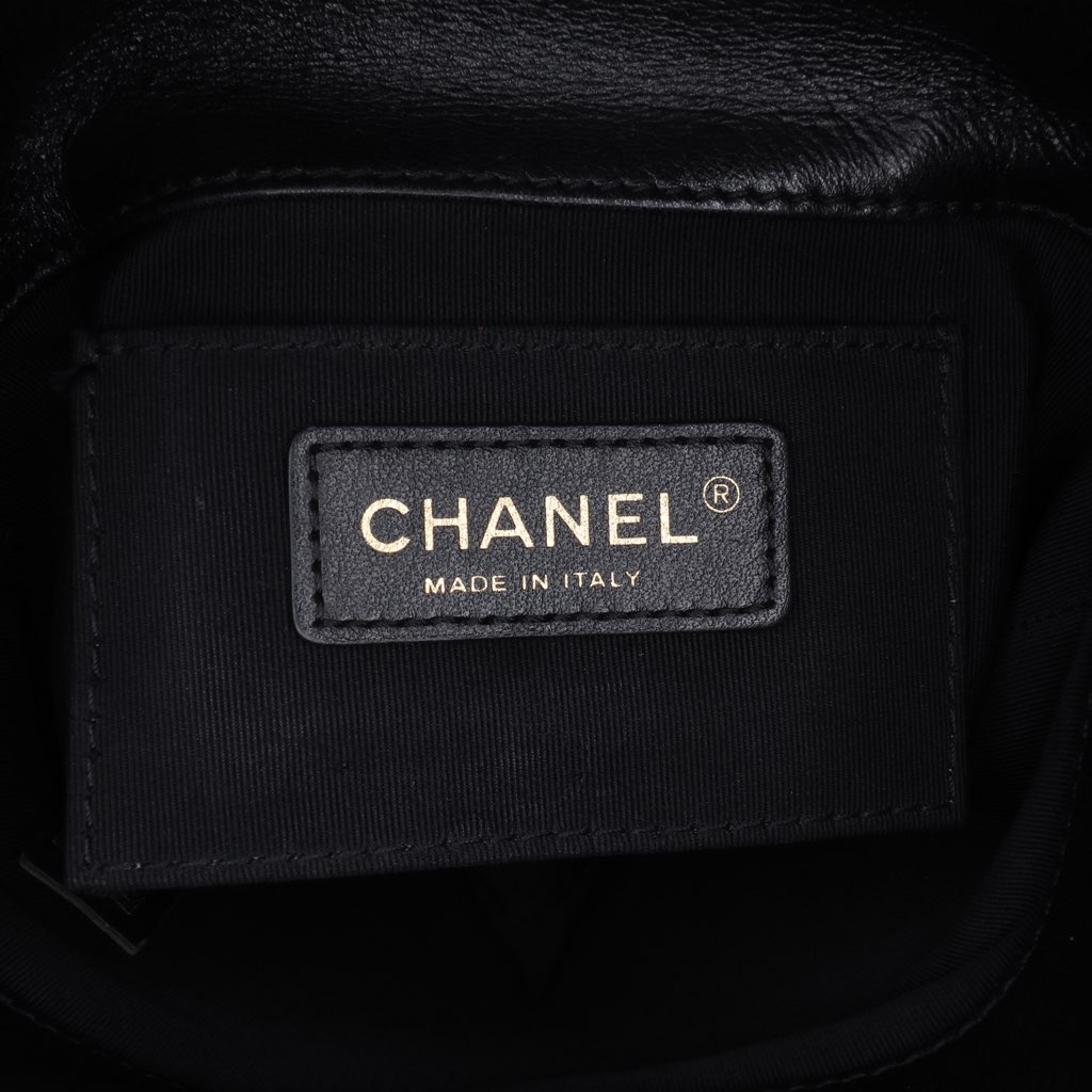 Chanel Quilted Chevron Lambskin Handle with Chic Bucket Bag - Side view