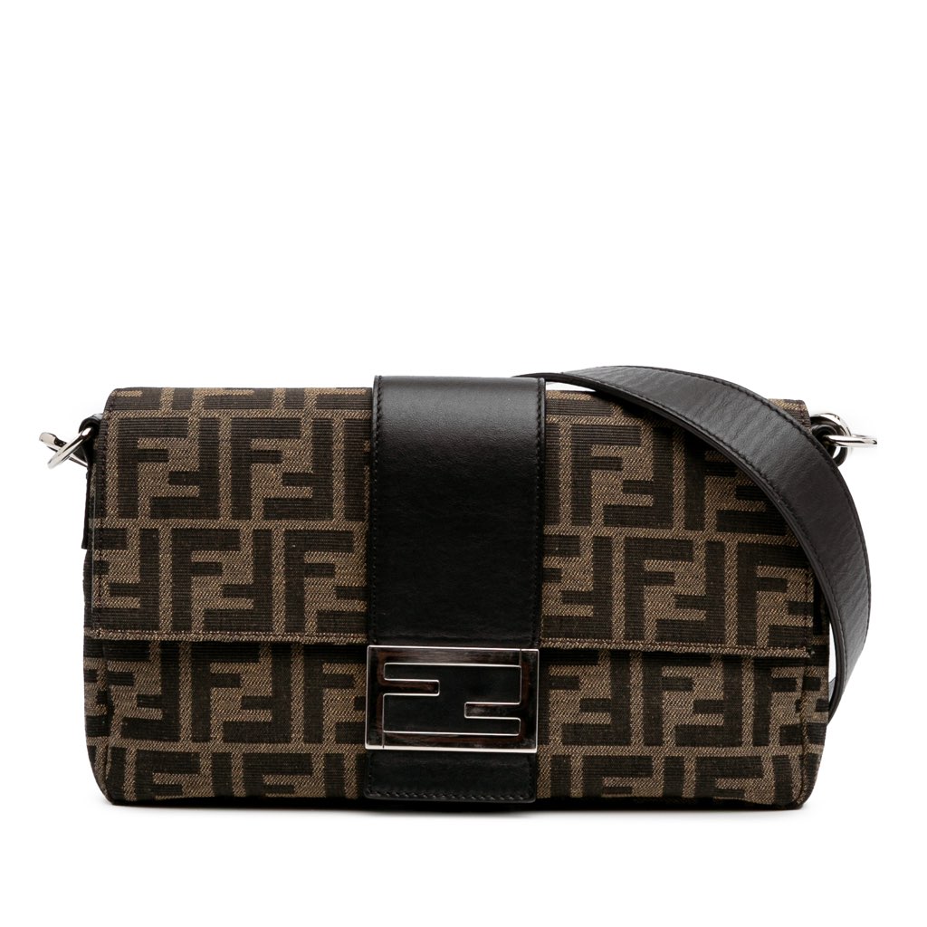 Fendi Zucca Canvas Convertible Baguette Satchel