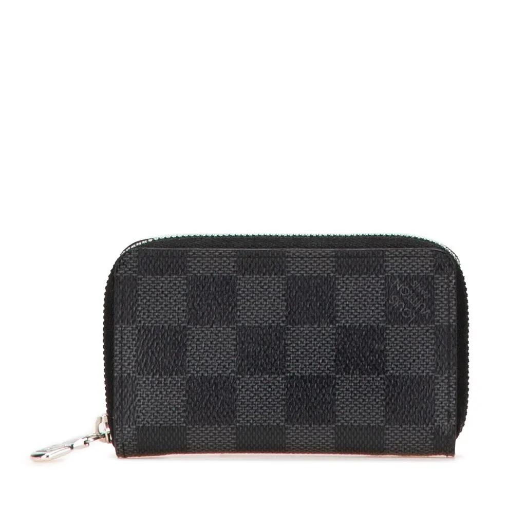 Louis Vuitton Damier Graphite Zippy Coin Pouch Black Canvas Good - Front View