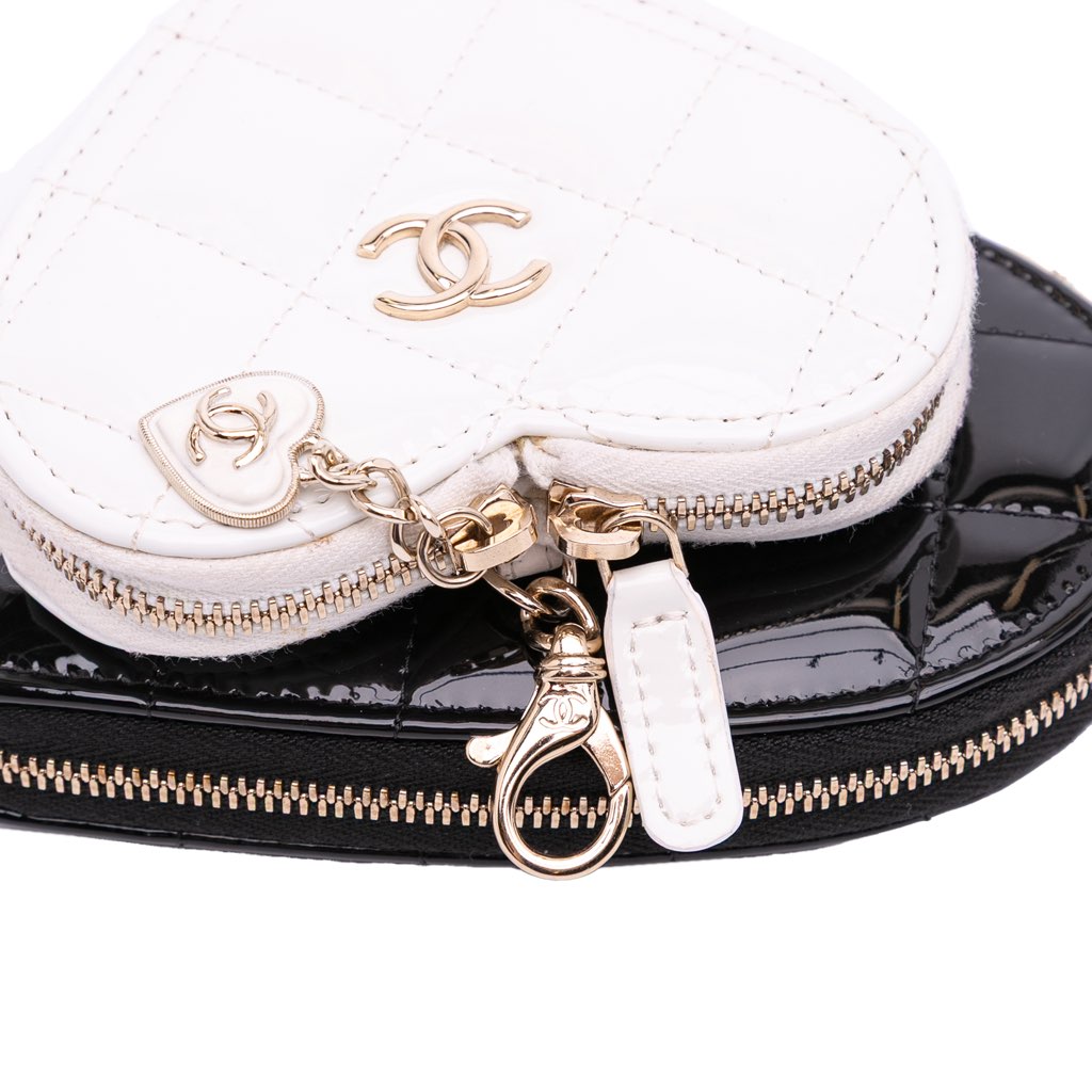 Chanel Quilted Patent Calfskin CC Heart Clutch With Chain - Image 10