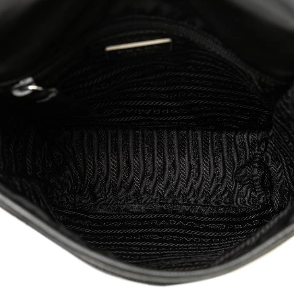 Prada Tessuto Buckle Messenger Bag Black Good - Model View