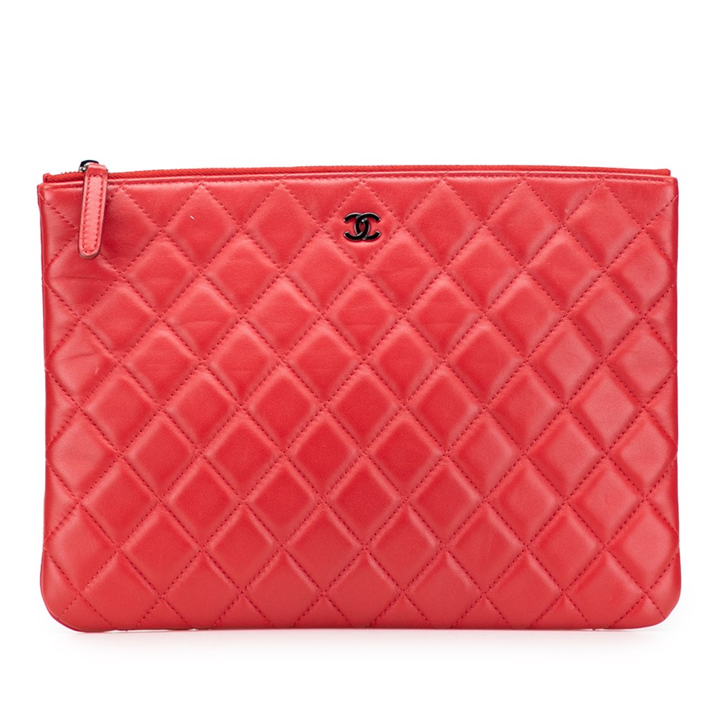 Chanel Medium Quilted Lambskin O Case Clutch