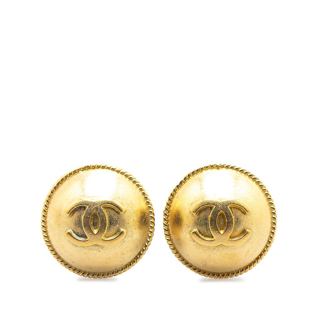 Chanel Gold Plated CC Clip On Earrings