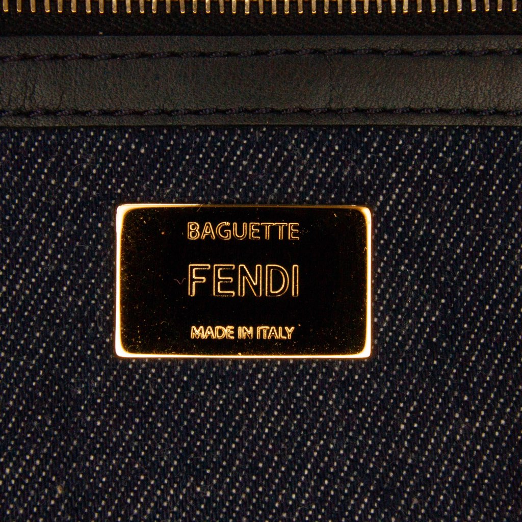 Fendi Large Denim Baguette Satchel - 5