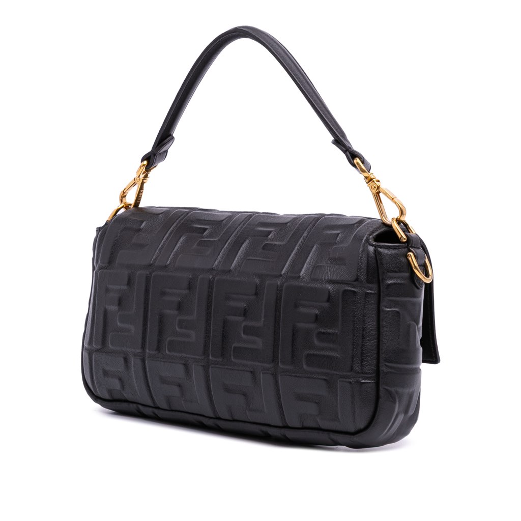 Fendi Zucca Embossed Leather Baguette Satchel - 2