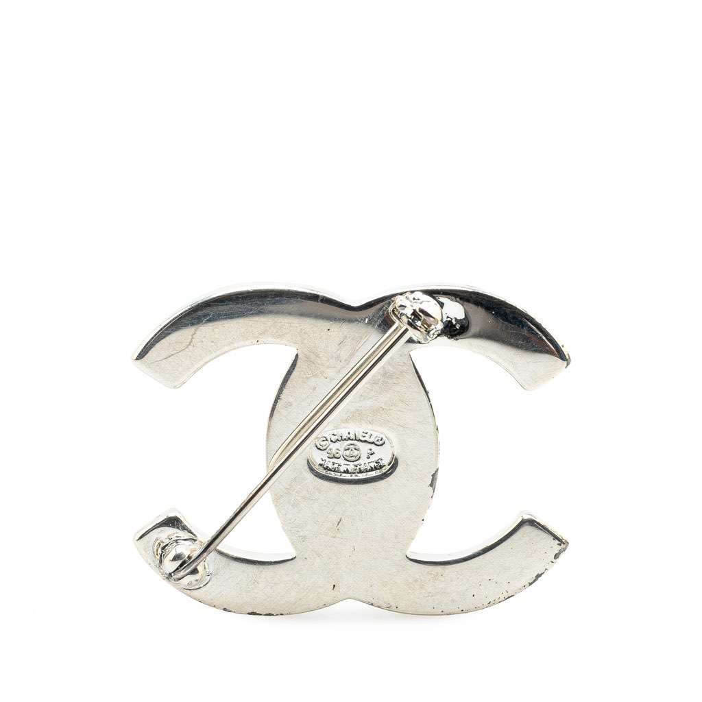 Chanel CC Silver Plated Turn Lock Brooch - 2