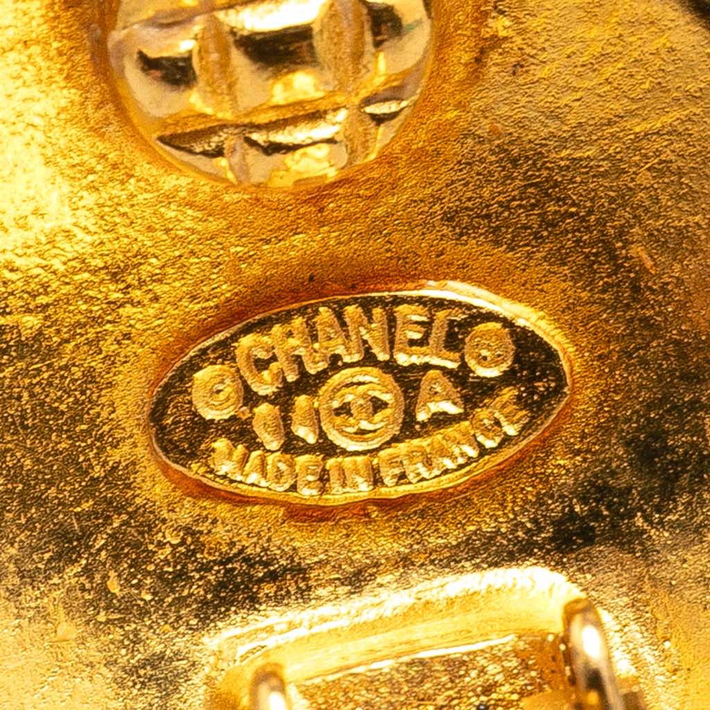 Chanel CC Gold Plated Button Clip On Earrings - 3