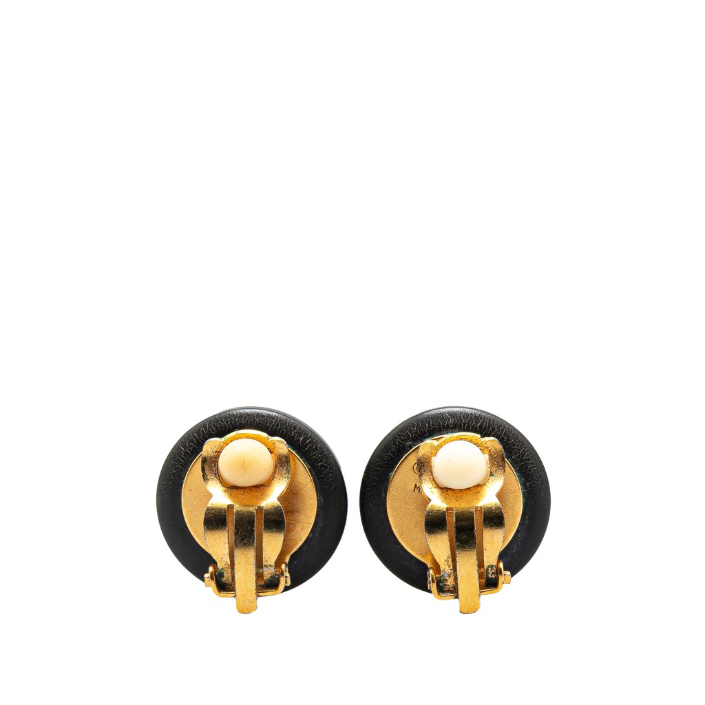 Chanel Resin CC Button Clip On Earrings - Back view