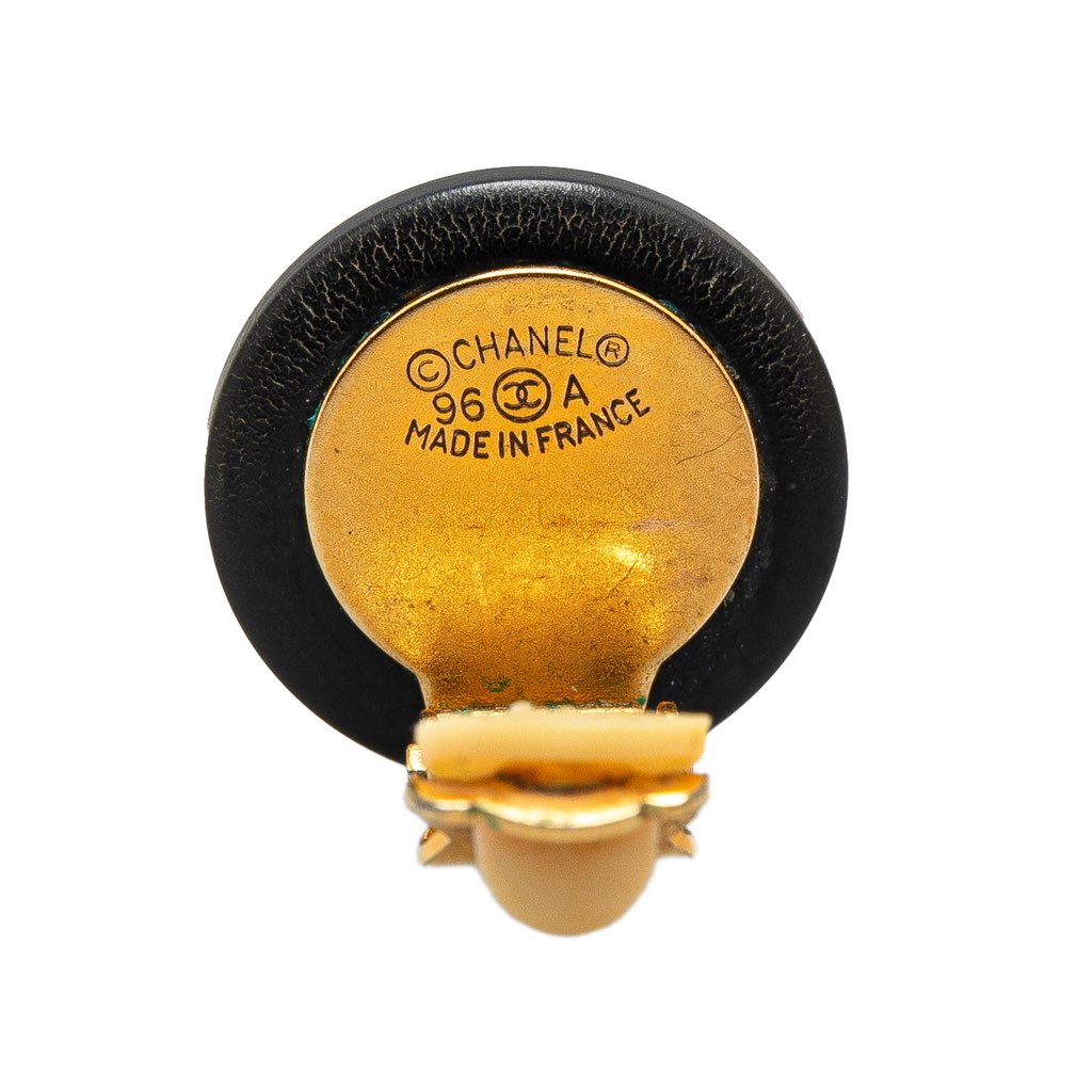 Chanel Resin CC Button Clip On Earrings - Image 6