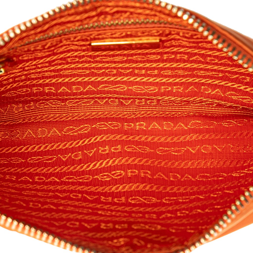 Prada Saffiano Trimmed Tessuto Wristlet Zip Pouch - 4