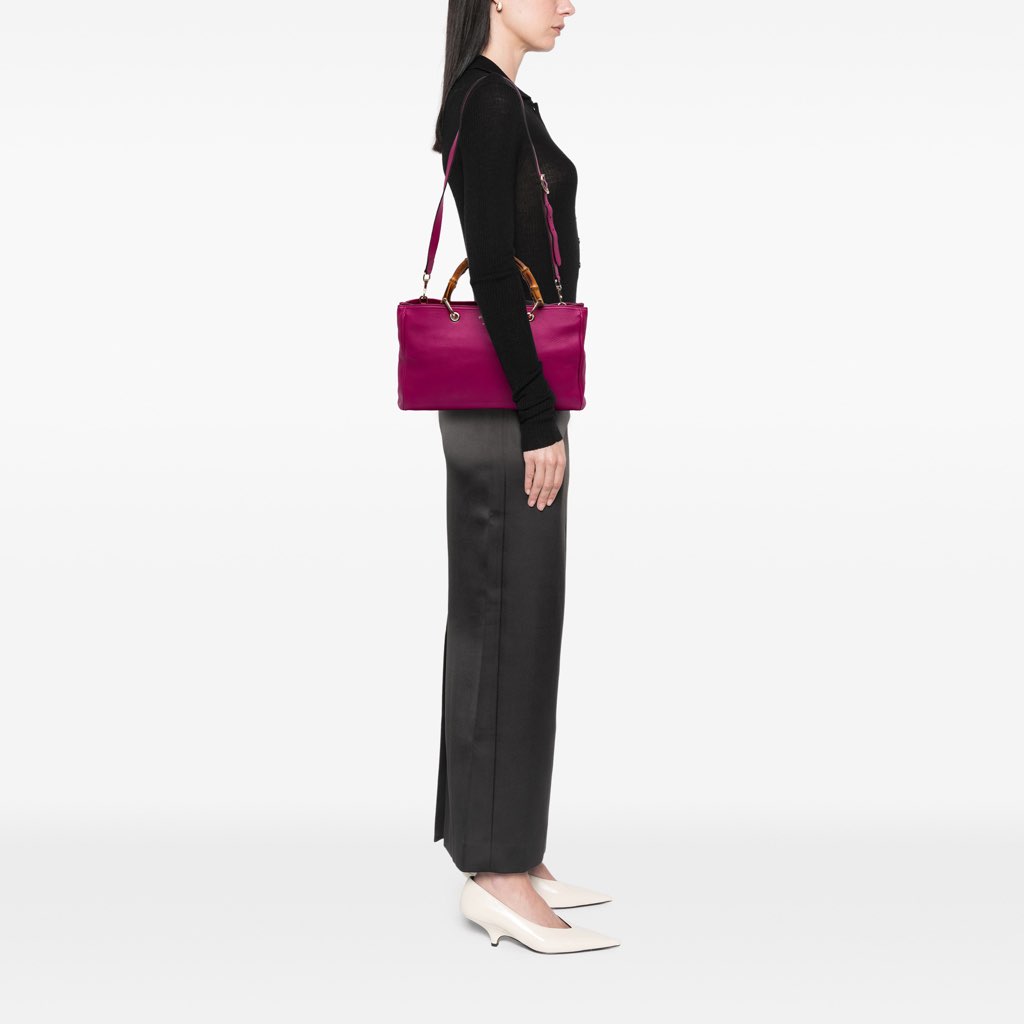 Gucci Medium Calfskin Bamboo Shopper Satchel - Image 11