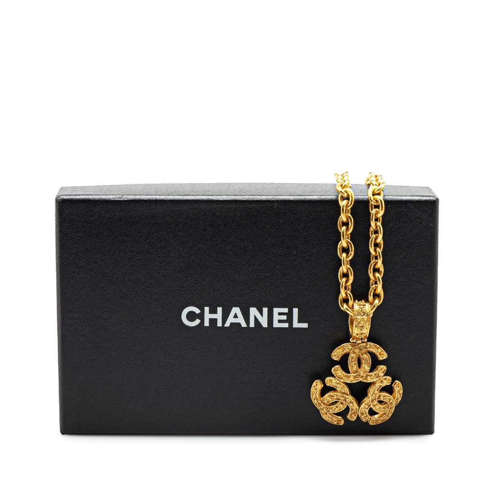 Chanel Gold Plated Triple CC Pendant Necklace - 5