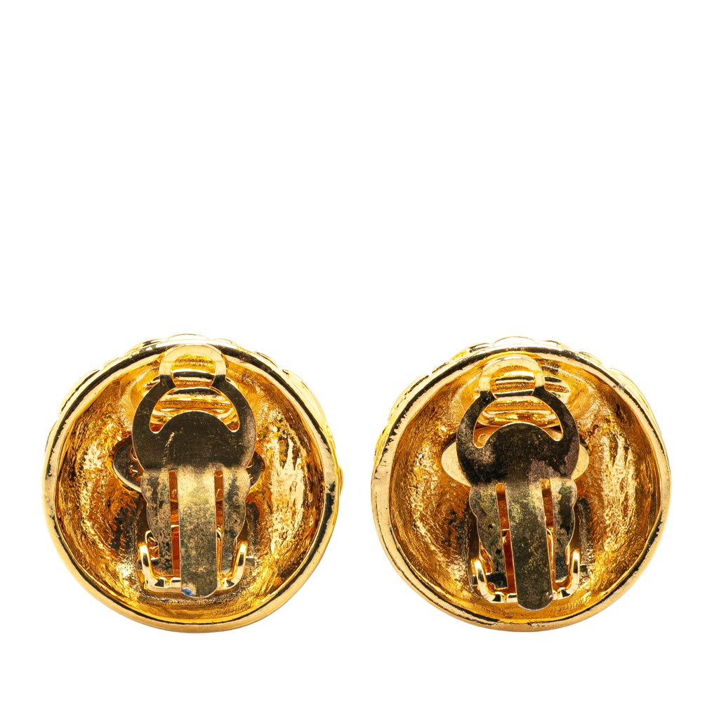 Chanel Gold Plated CC Quilted Clip On Earrings - 2