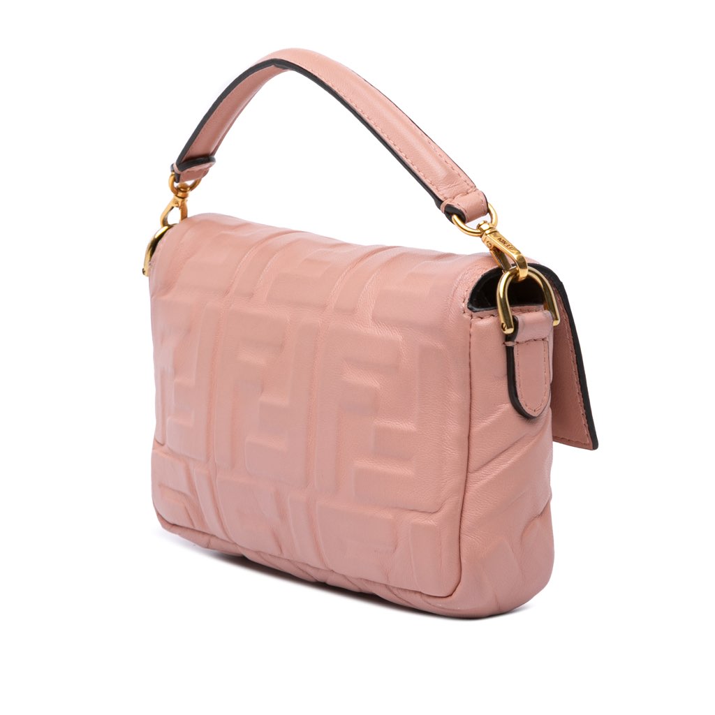 Fendi Mini Zucca Embossed Leather Baguette Satchel - Back view