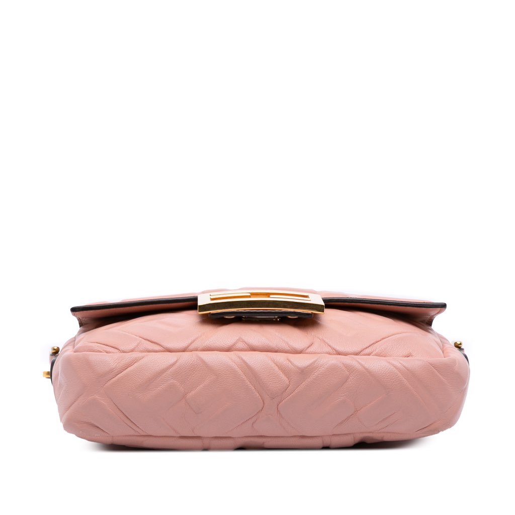 Fendi Mini Zucca Embossed Leather Baguette Satchel - Image 6
