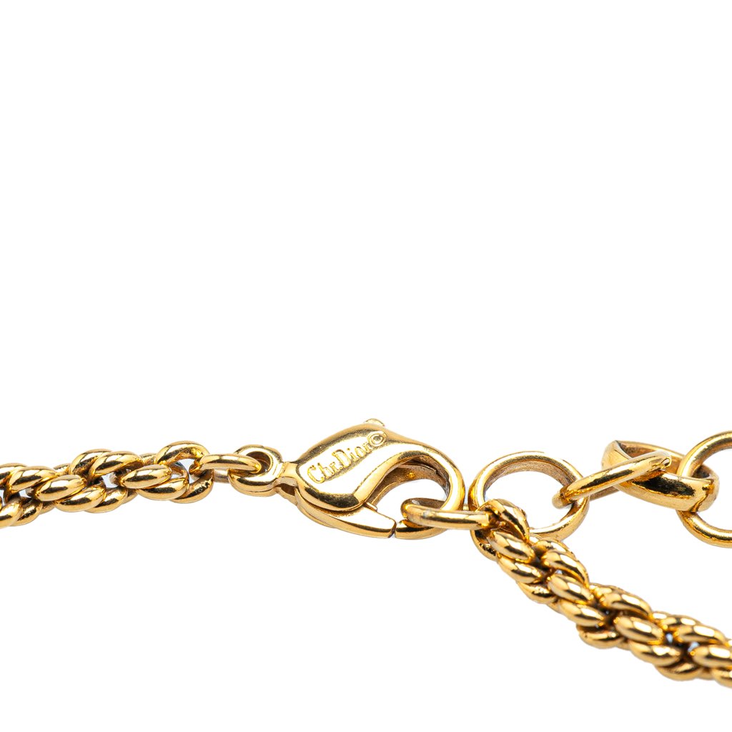 Dior Gold Plated Logo Round Pendant Necklace - 3