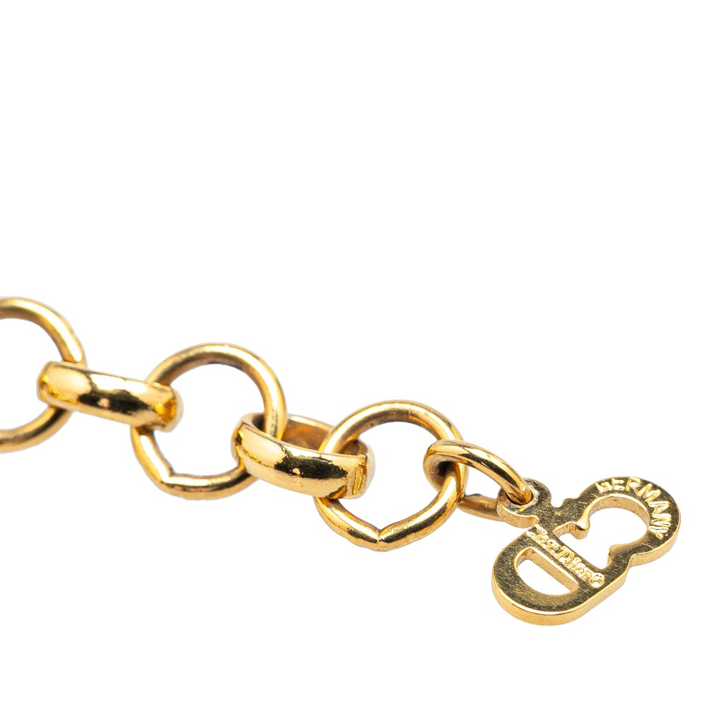 Dior Gold Plated Logo Round Pendant Necklace - 4