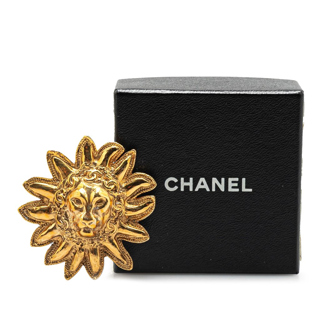 Chanel Gold Plated Lion Pin Brooch - 5