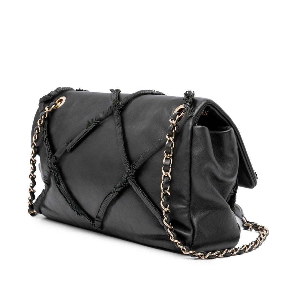 Chanel CC Lambskin Fringe Single Flap - Back view