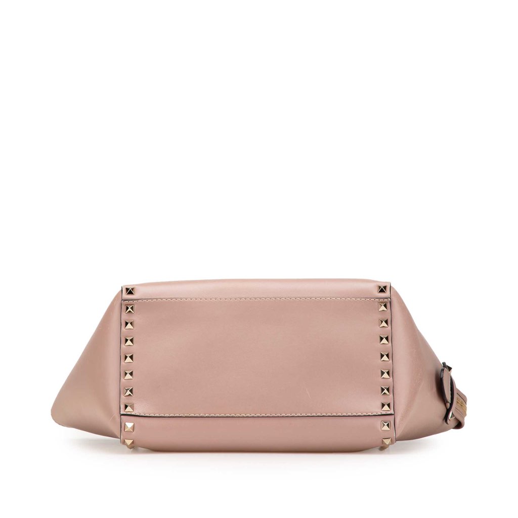 Valentino Small Leather Rockstud Double Handle Tote - 3