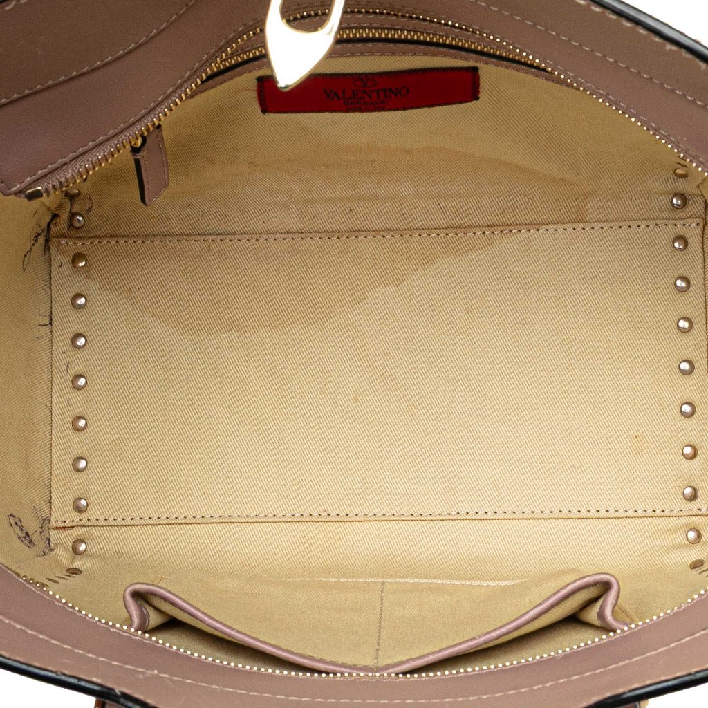 Valentino Small Leather Rockstud Double Handle Tote - 5