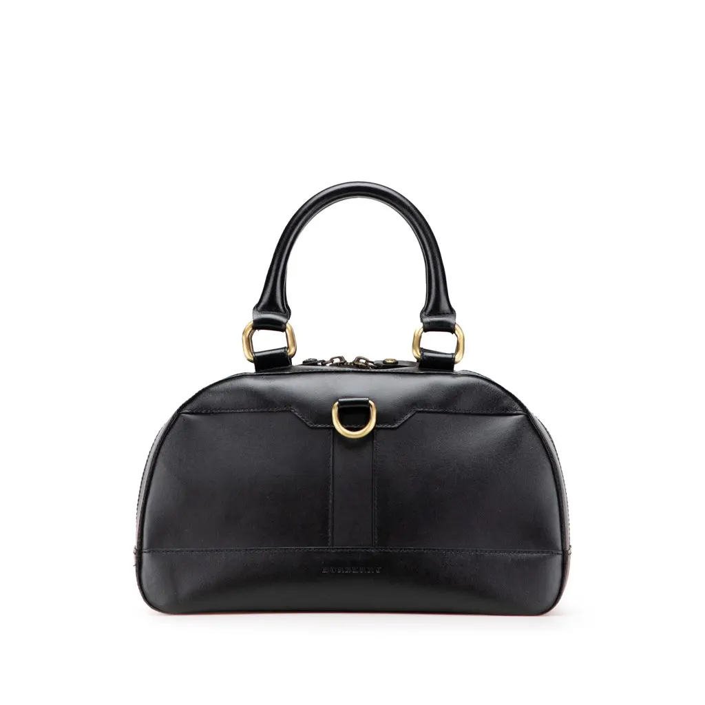 Burberry Medium Leather Dome Handbag Black Leather Good - Front View
