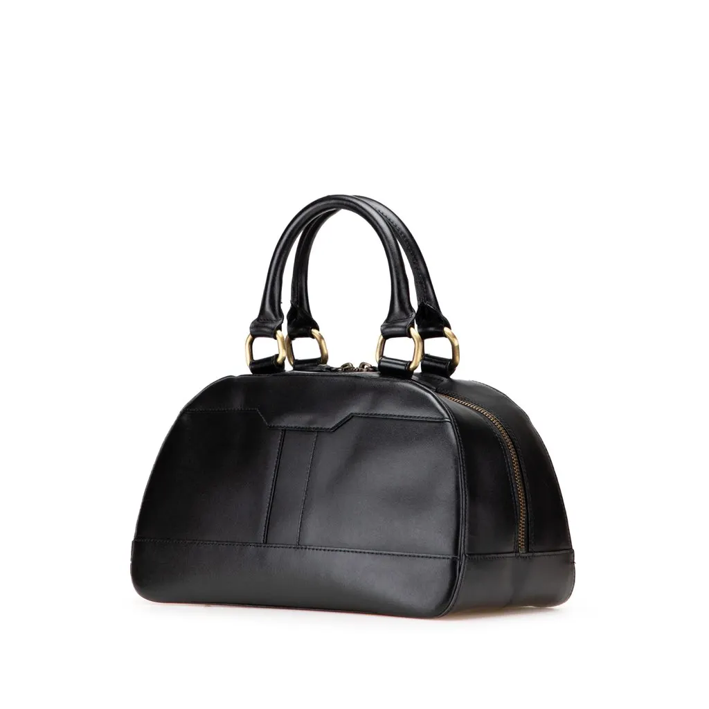 Burberry Medium Leather Dome Handbag Black Leather Good - Back View