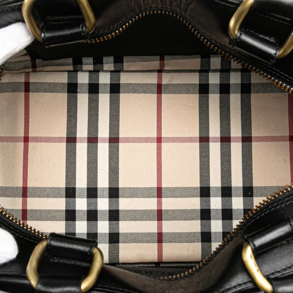 Burberry Medium Leather Dome Handbag Black Leather Good - Model View