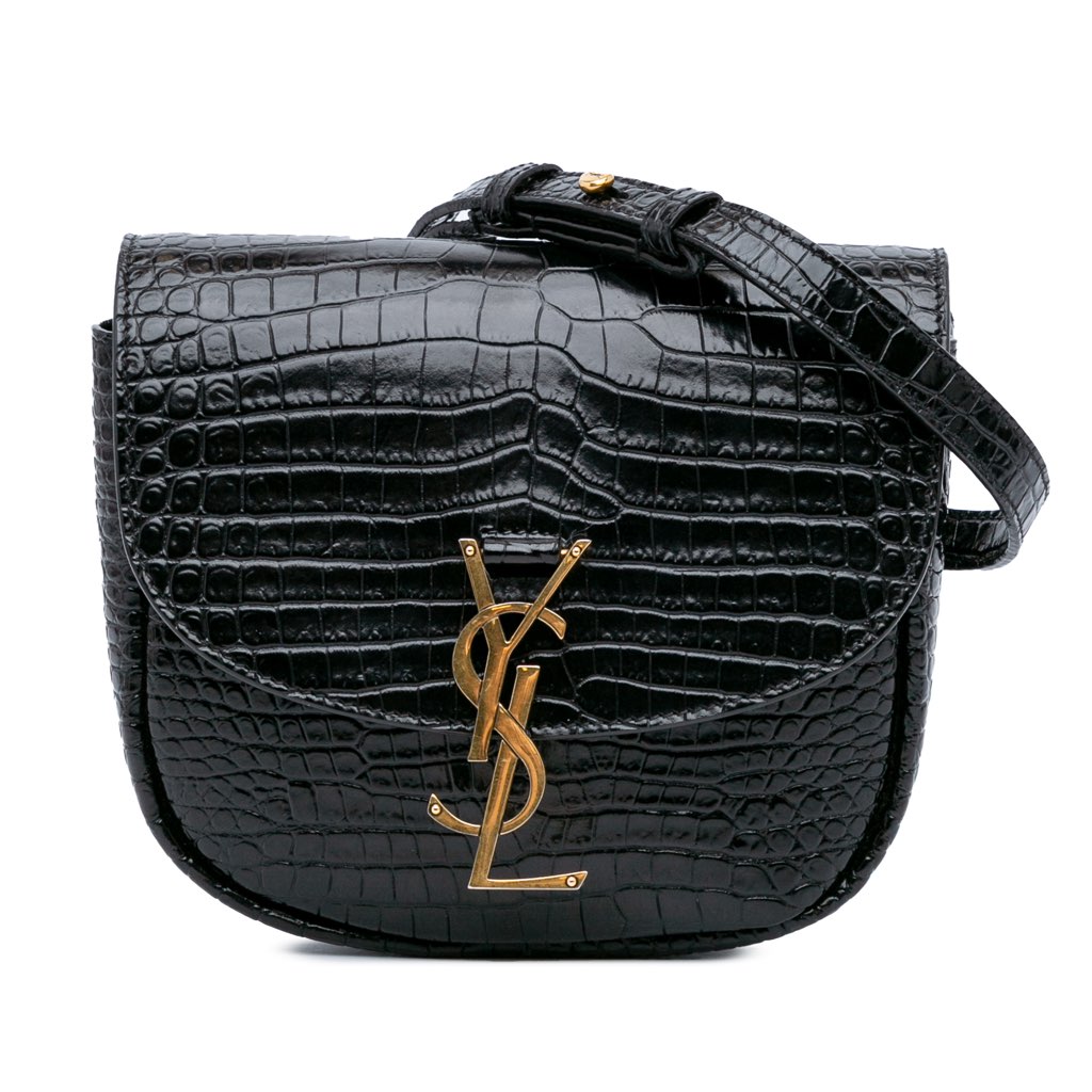 Saint Laurent Small Croc Embossed Monogram Kaia Crossbody