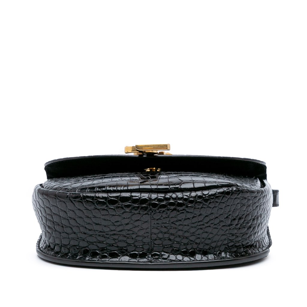 Saint Laurent Small Croc Embossed Monogram Kaia Crossbody - 3