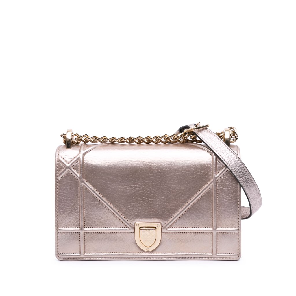 Dior Small Metallic Grained Calfskin Diorama Flap