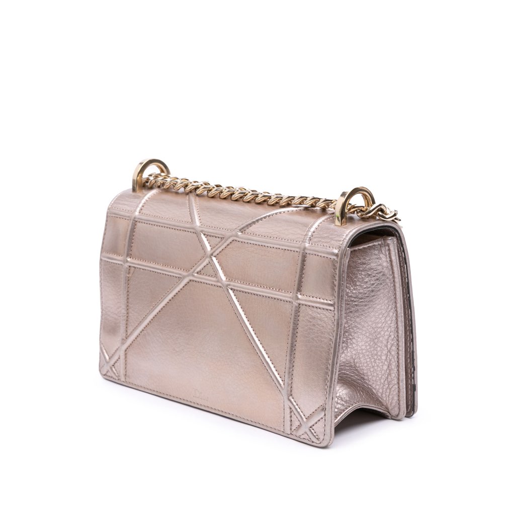 Dior Small Metallic Grained Calfskin Diorama Flap - Back view