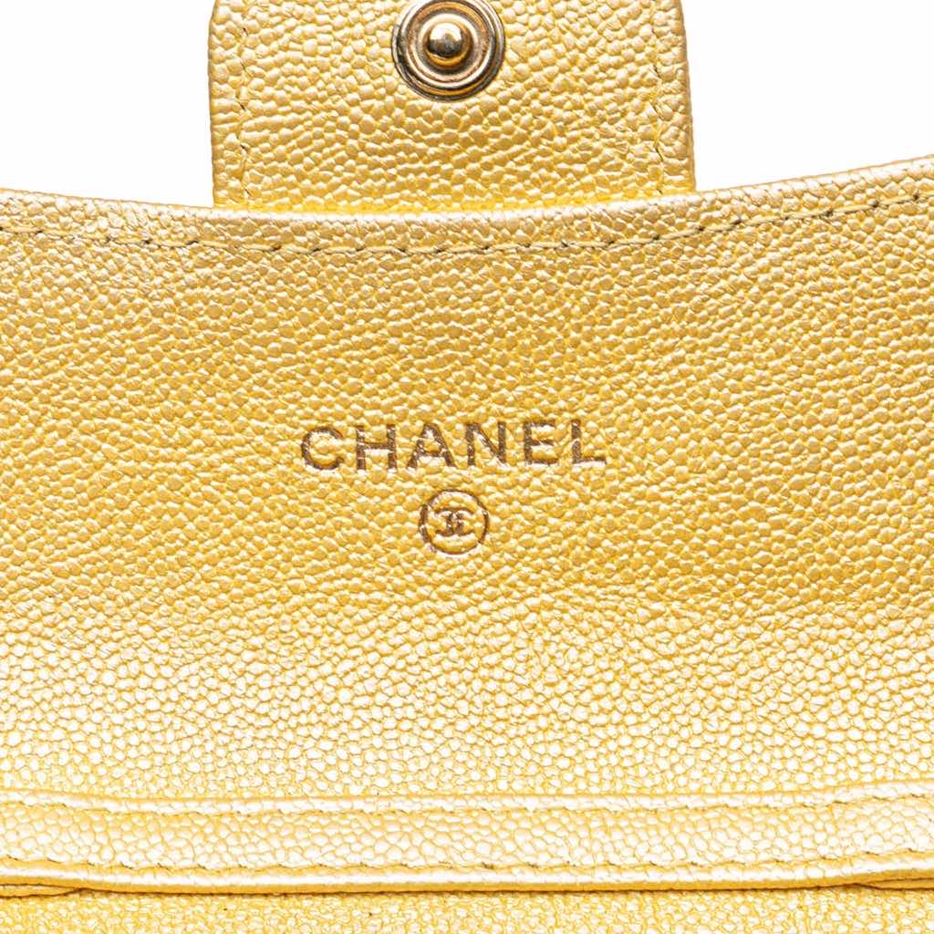 Chanel CC Quilted Iridescent Caviar Flap Card Holder on Chain - 5
