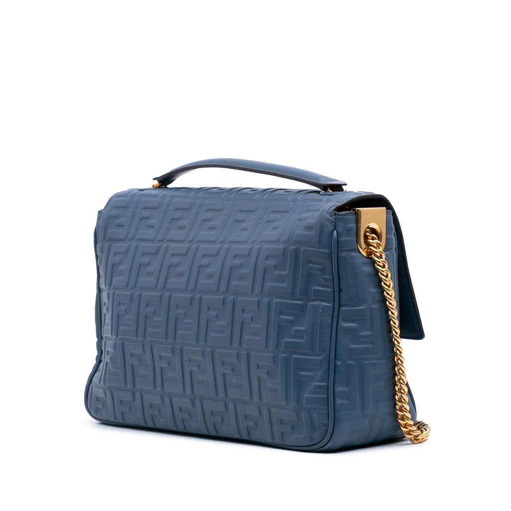 Fendi Large Zucca Embossed Leather Baguette Shoulder Bag - 2