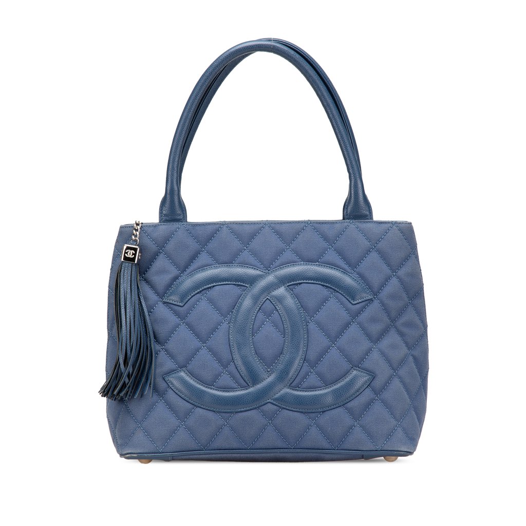 Chanel Quilted Canvas and Caviar Tassel Tote