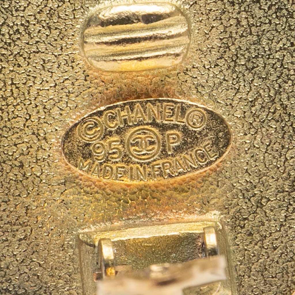 Chanel Gold Plated Resin CC Button Clip on Earrings - Image 6