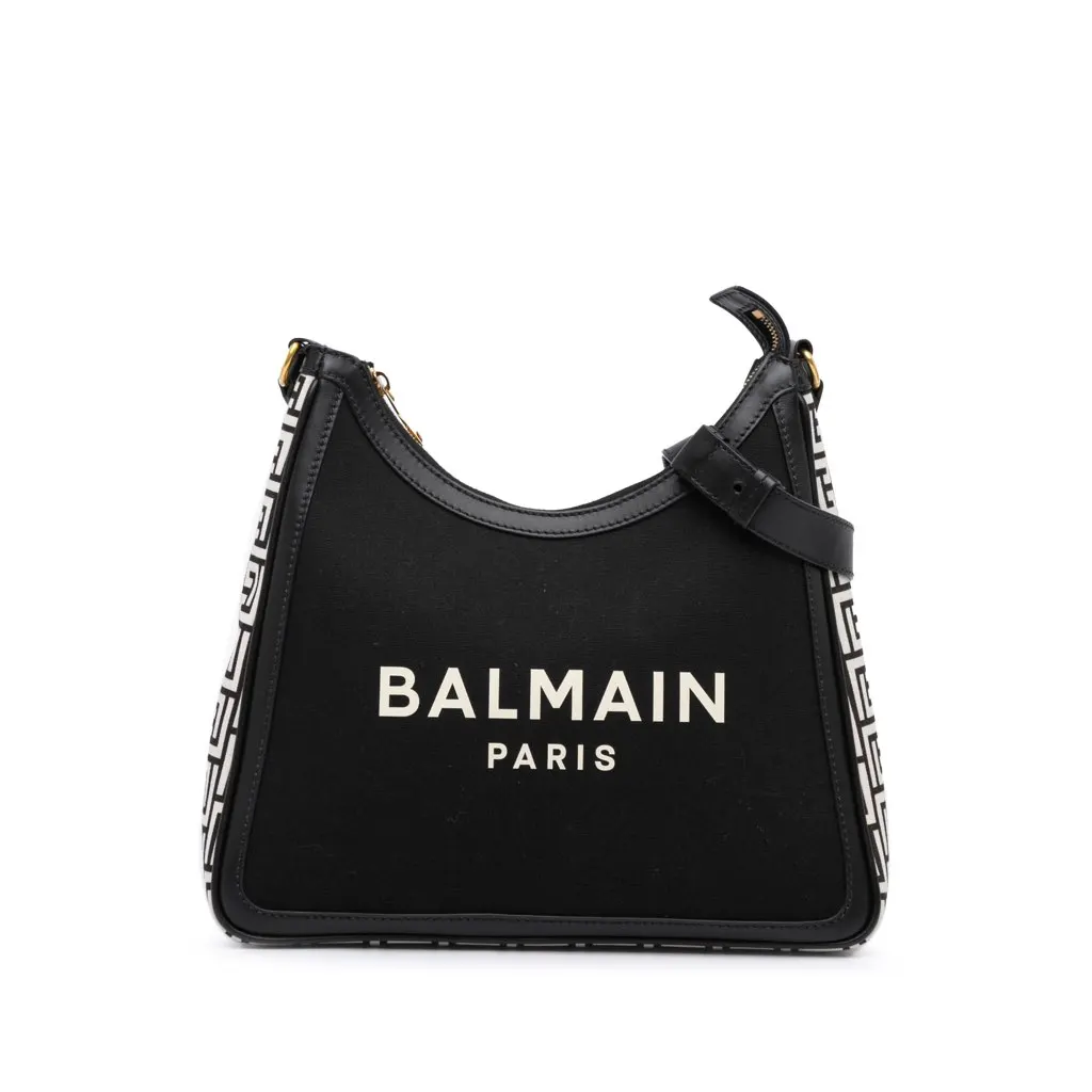 Balmain Canvas B-Army 26 Shoulder Bag Black Canvas Good - Front View