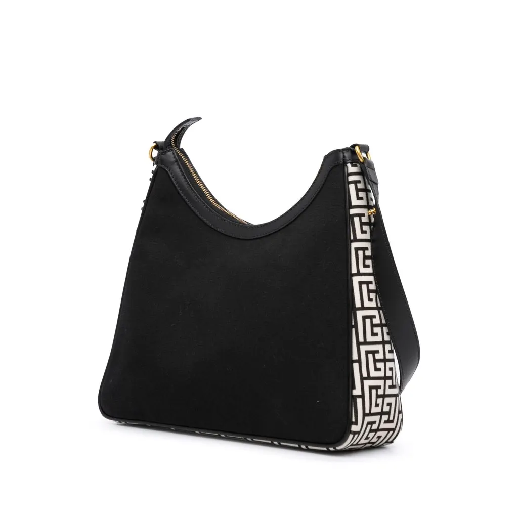 Balmain Canvas B-Army 26 Shoulder Bag Black Canvas Good - Back View