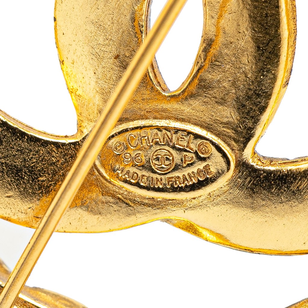 Chanel CC Gold Plated Chain Round Brooch - 3