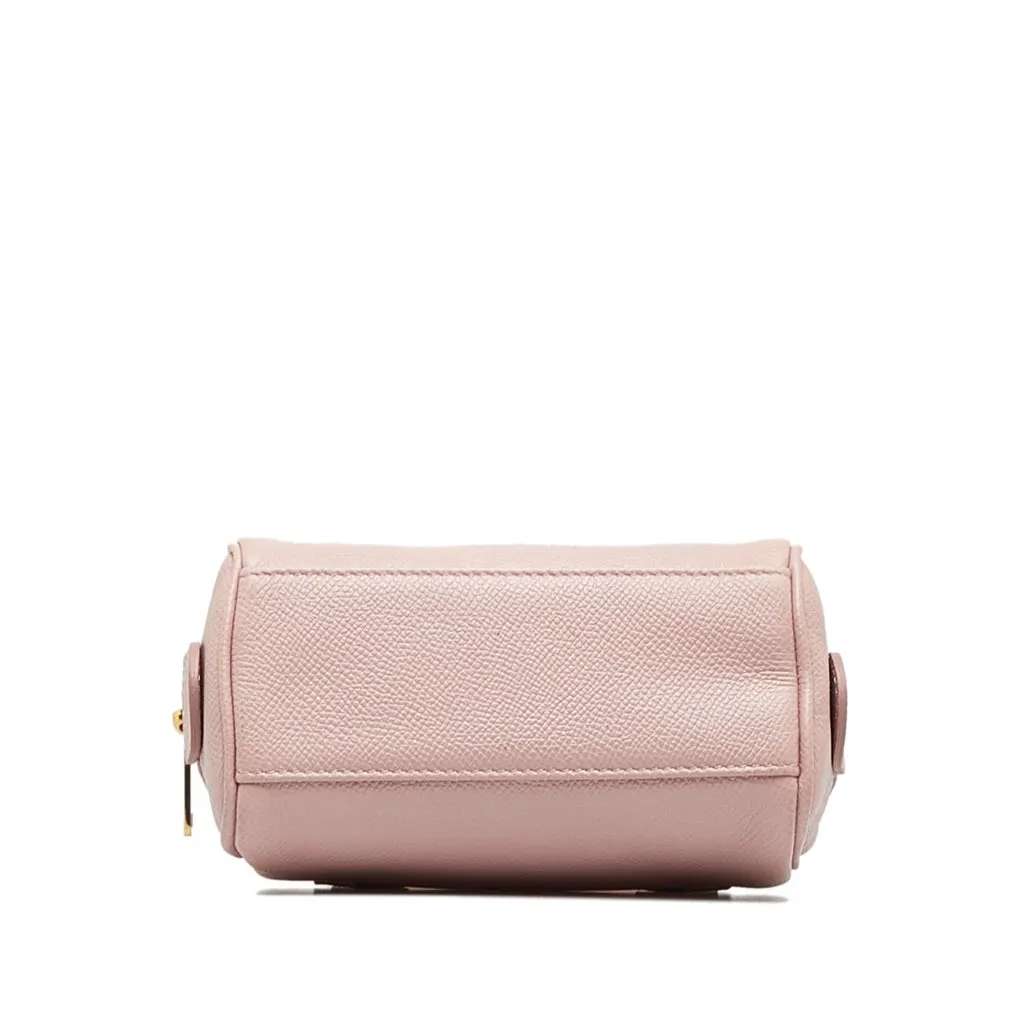 Celine Mini Grained Leather Chain Boston Pink Leather Very good - Model View